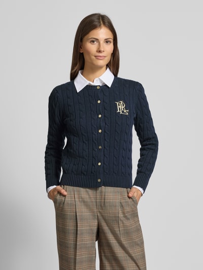 Lauren Ralph Lauren Strickcardigan mit Zopfmuster Modell 'RALHAN' Marine 4