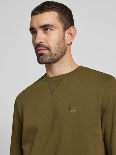 BOSS Orange Sweatshirt mit Label-Patch Modell 'Westart' Oliv 3