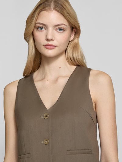 Karo Kauer Kort gilet met V-hals Olijfgroen - 3