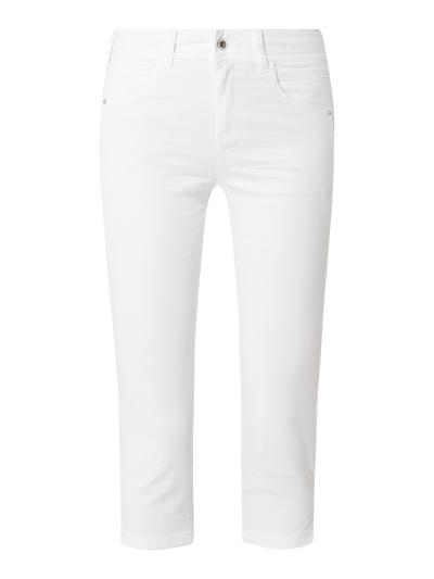 Tom Tailor Jeansy capri z wysokim stanem o kroju slim fit z dodatkiem streczu model ‘Kate’ Biały 2