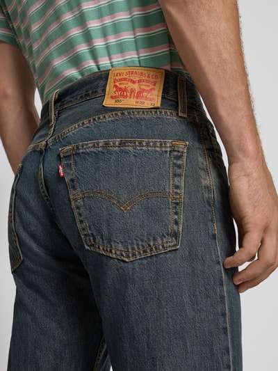 Levi's® Relaxed straight fit jeans in used-look, model '555' Blauw - 3