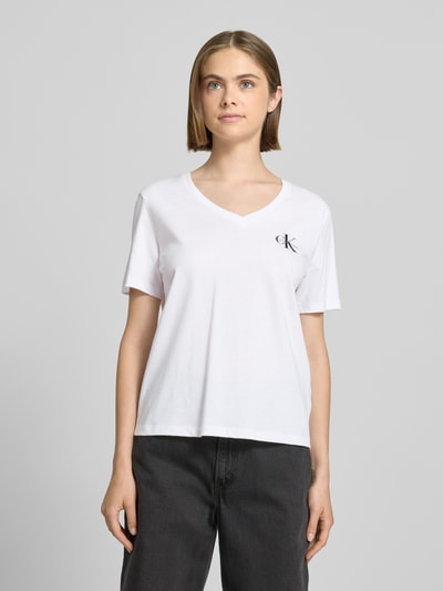 Calvin Klein Jeans T-Shirt mit Label-Print Weiss 4