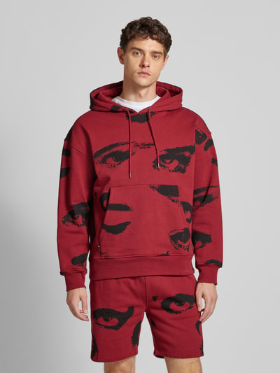 The Hundreds Bluza z kapturem i kieszenią kangurką model ‘SURVEILLANCE’ Czerwony 4