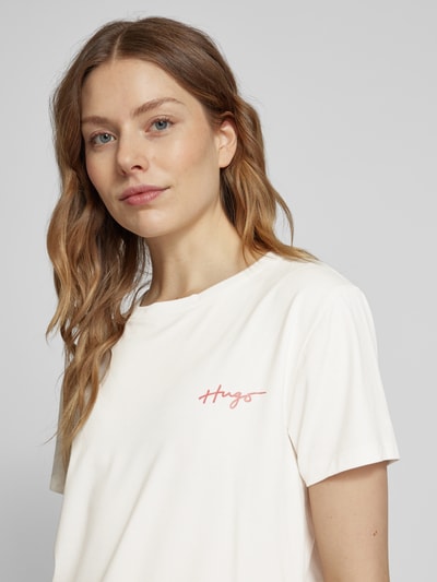 HUGO T-shirt met labelprint, model 'NIKKA' Offwhite - 3