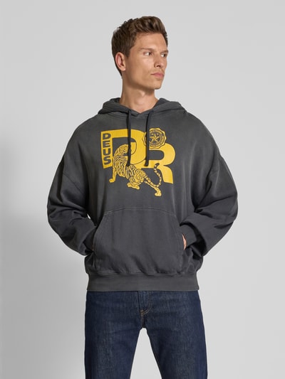 DEUS EX MACHINA Hoodie met kangoeroezak en extra brede schouders Antraciet - 4