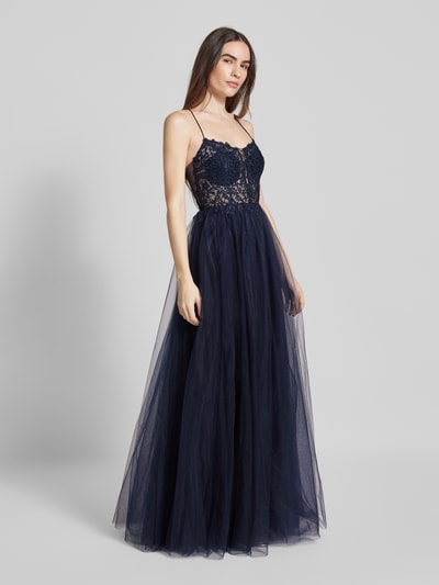 V.M. Abendkleid mit Spitzenbesatz Marine 1