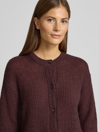 MM Kurtka z dzianiny o kroju regular fit z dodatkiem moheru i wełny model ‘MEANDRO’ Oberżynowy 3