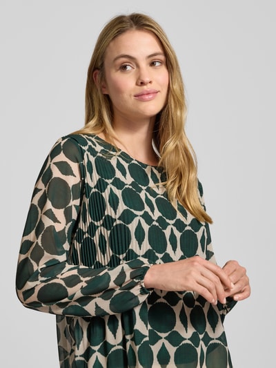 ZABAIONE Blouseshirt met ronde hals en plissévouwen Donkergroen - 3