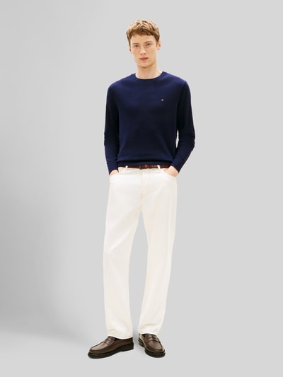 Tommy Hilfiger Sweter o kroju regular fit z mieszanki bawełny i kaszmiru Granatowy 1