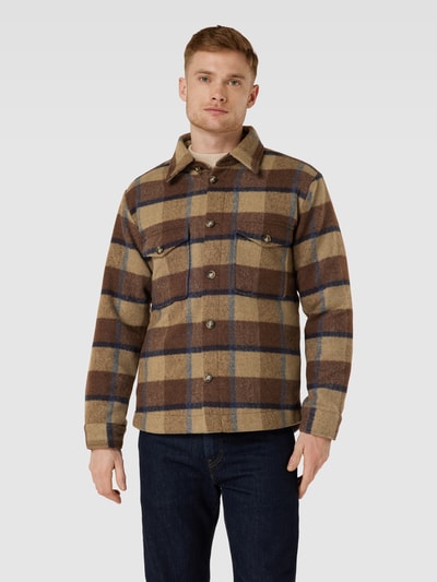 SELECTED HOMME Relaxed fit overshirt met tartanruit Middenbruin - 4