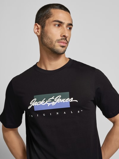Jack & Jones T-shirt z nadrukiem z logo model ‘WAYNE’ Czarny 3