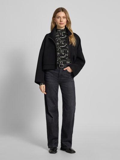 Scotch & Soda Shirt met lange mouwen en opstaande kraag Zwart - 1