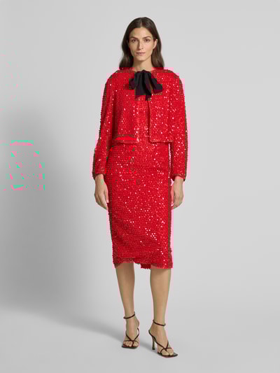Marc Cain Knielange jurk met pailletten en veters Rood - 1