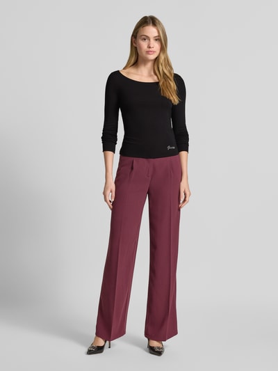 Guess Shirt met lange mouwen en geribde boothals Zwart - 1