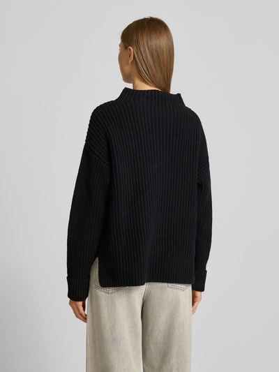 Selected Femme Sweter z dzianiny o kroju regular fit z mieszanki bawełny model ‘SELMA’ Czarny 5