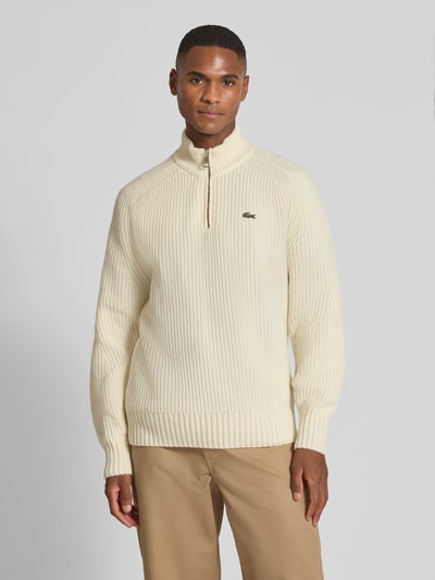 Lacoste Regular fit schipperstrui van zuivere wol Offwhite - 4