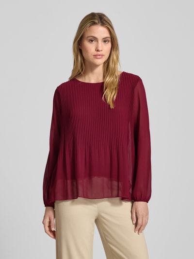 ZABAIONE Blouse met lange mouwen met plissévouwen en ronde hals Bordeaux - 4