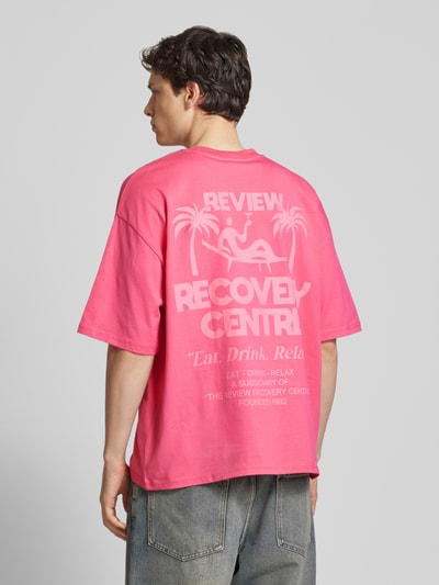 REVIEW Oversized T-Shirt mit Label-Print Pink 5