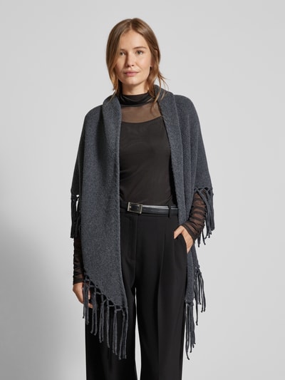 Weekend Max Mara Poncho aus Schurwolle mit Fransen Modell 'TORNADO' Dunkelgrau 4