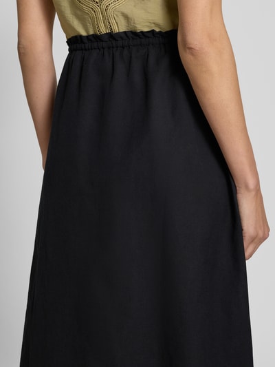 Christian Berg Woman Linnen rok met loopsplit Zwart - 3