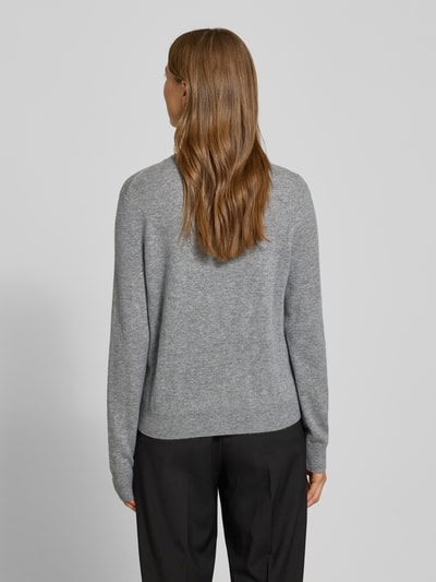 Stefanel Regular Fit Strickjacke aus Lanawoll-Kaschmir-Mix Dunkelgrau Melange 5