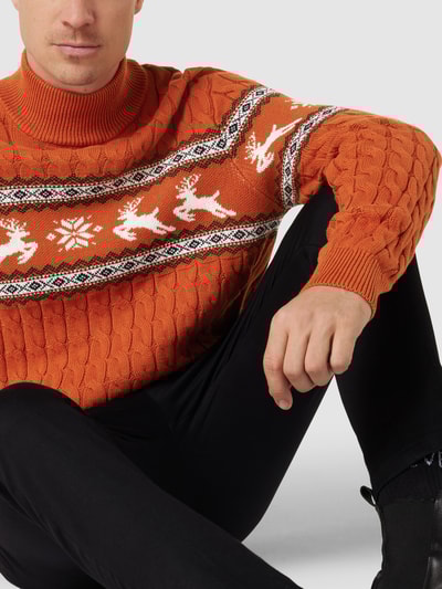 MCNEAL Strickpullover mit eingewebtem Muster Cognac  3