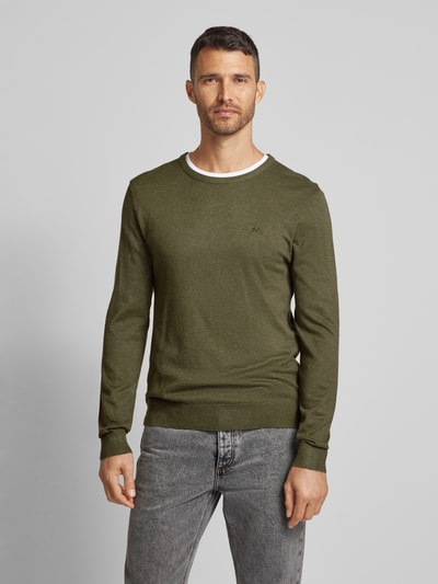 Lindbergh Gebreide pullover met ribboorden Olijfgroen - 4