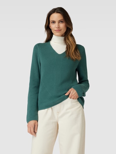 Tom Tailor Gebreide pullover met V-hals Flessengroen - 4