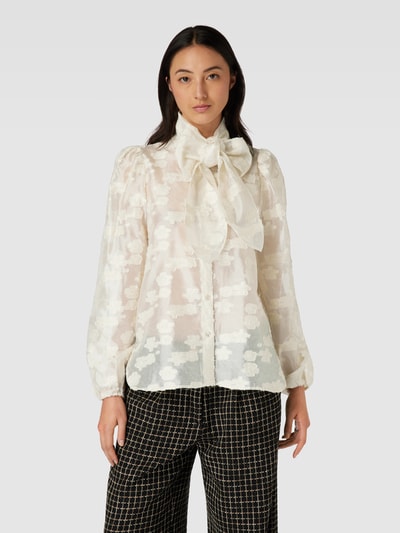 Stella Nova Comfortabele blouse met gebloemd stitchingmotief, model 'Erina' Ecru - 4