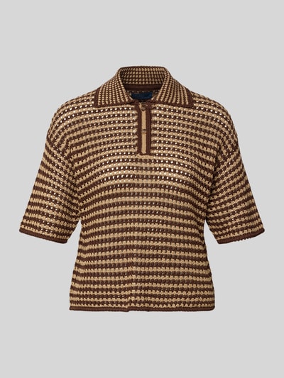 Produktfoto, Sweter z dzianiny z krótką listwą guzikową od Polo Ralph Lauren, bawełna, krój regular fit, kołnierzyk polo, rękaw o dł. 1/2.