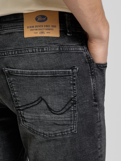 Petrol Korte regular fit jeans in 5-pocketmodel, model 'BULLSEYE' Zwart - 3