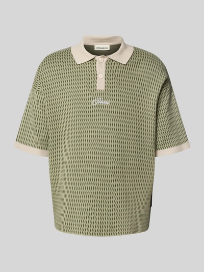 PROHIBITED Relaxed Fit Strick-Poloshirt mit Label-Stitching Gruen 2