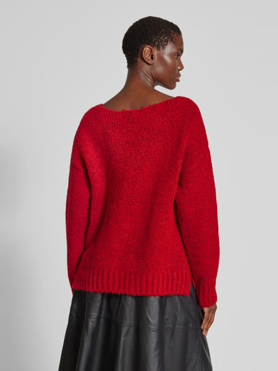 Milano Italy Oversized gebreide pullover met ribboorden Rood - 5