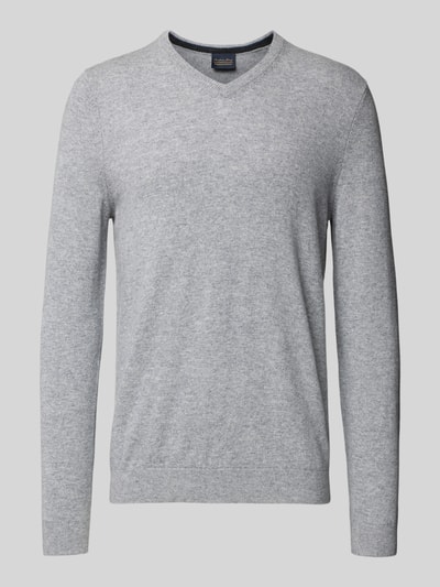 Christian Berg Men Kaschmirpullover mit V-Ausschnitt Mittelgrau Melange 2