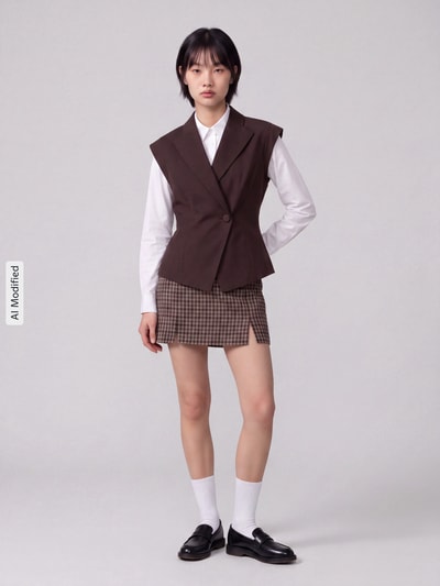 ONLY Nauwsluitende mini-rok met viscosemodel model 'VIOLETTA' Middenbruin - 1