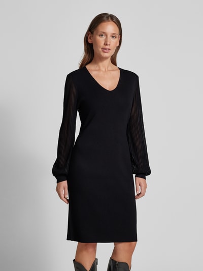 s.Oliver BLACK LABEL Leicht tailliertes Feinstrick-Kleid mit semitransparenten Ballonärmeln Black 4