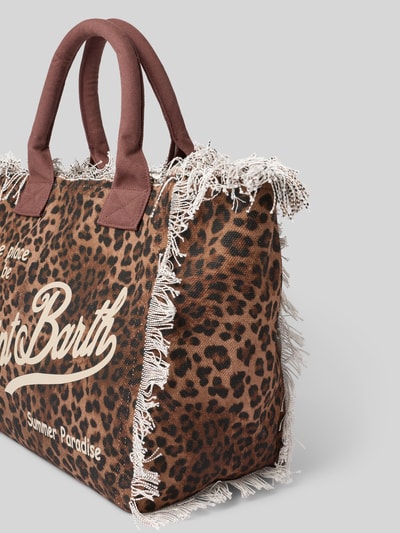 MC2 Saint Barth shopper met labelprint en franjes model 'VANITY' Donkerbruin - 3