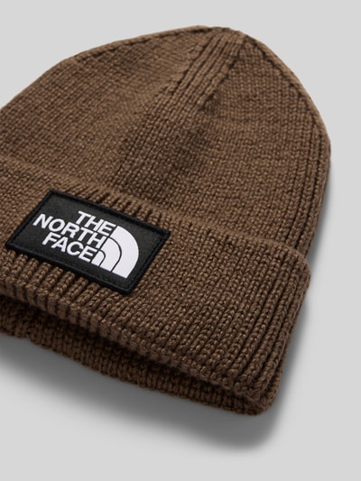 The North Face Beanie in gebreide look met logopatch, model 'Box' Middenbruin - 2