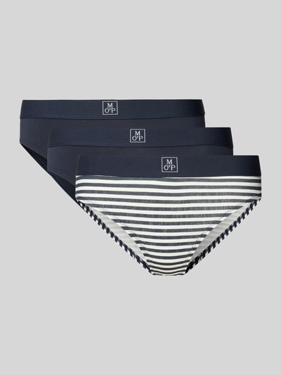 Marc O'Polo Slip met elastische band met logo in een set van 3 stuks Donkerblauw - 1