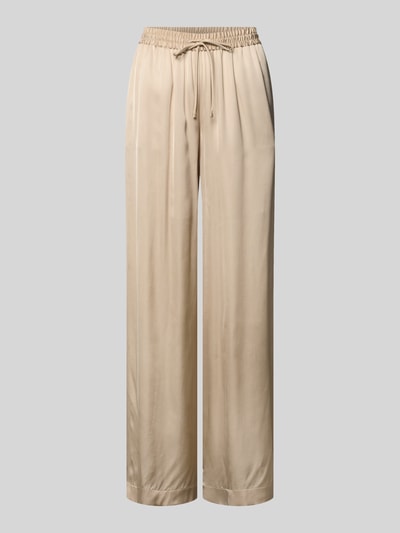 Produktfoto, Regular Fit Wide Leg Hose aus reiner Viskose Modell 'TALIA' von BOSS Orange, Optik: Unifarben, Relaxed-Fit, Satin, Label-Applikation, Tunnelzug, Bundabschluss: elastisch, seitliche Eingrifftaschen, Materialverarbeitung: Viskose