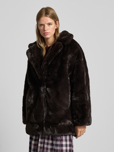 Review Kurtka ze sztucznego futra z kołnierzem z połami Ciemnobrązowy 4