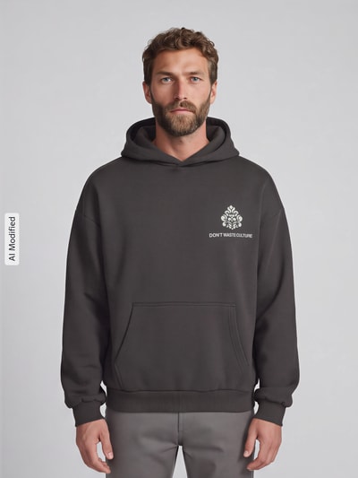 Don´t Waste Culture Oversized Hoodie aus Baumwoll-Mix Modell 'PURO' Mittelgrau 4