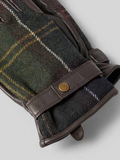 Barbour Handschuhe aus Wolle mit Lederriegel Khaki 2