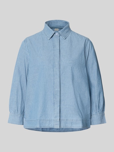 Produktfoto, Bluse mit Hemdblusenkragen und verdeckter Knopfleiste von Stefanel in Hellblau, reine Baumwolle, 3/4-Arm, Loose Fit