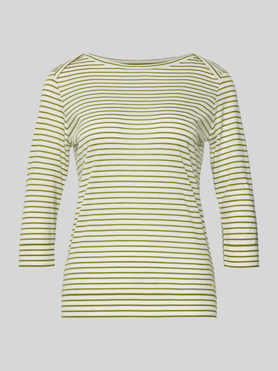 Produktfoto, Longsleeve mit 3/4-Ärmel von Windsor, Damen-Oberteil aus Lyocell-Baumwoll-Mix, gelb-weiß gestreift, Regular Fit, Rundhalsausschnitt.