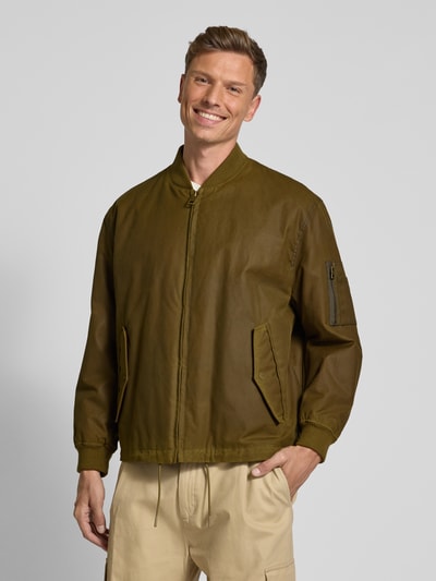 HUGO Regular Fit Bomberjacke aus reiner Baumwolle Oliv 4