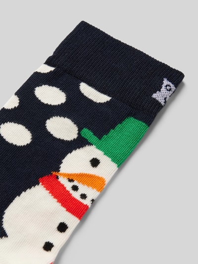 Happy Socks Socken mit Label-Stitching Modell 'Jumbo Snowman' Marine 2