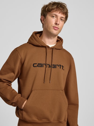 Carhartt Work In Progress Hoodie mit Logo-Schriftzug Mittelbraun 3