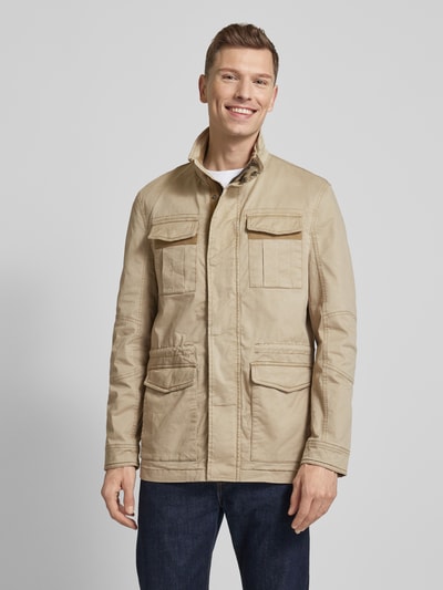 Christian Berg Men Jacke mit Pattentaschen und Stehkragen Beige 4