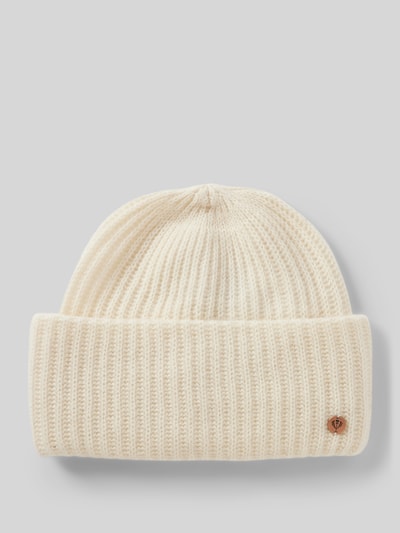 Fraas Czapka beanie z detalem z logo Złamany biały 1